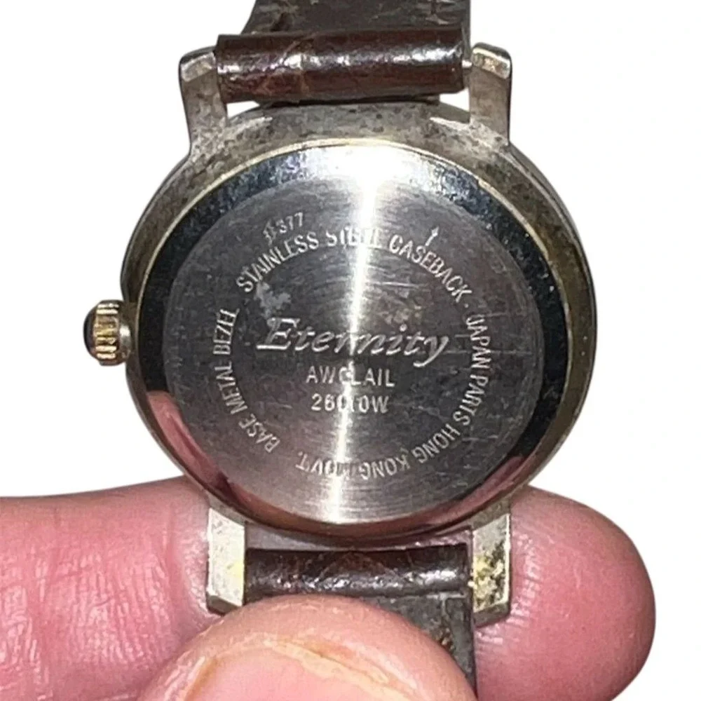 Eternity Women's WATCH Quartz Wristwatch Gold Dial Brown Leather Band tested‎